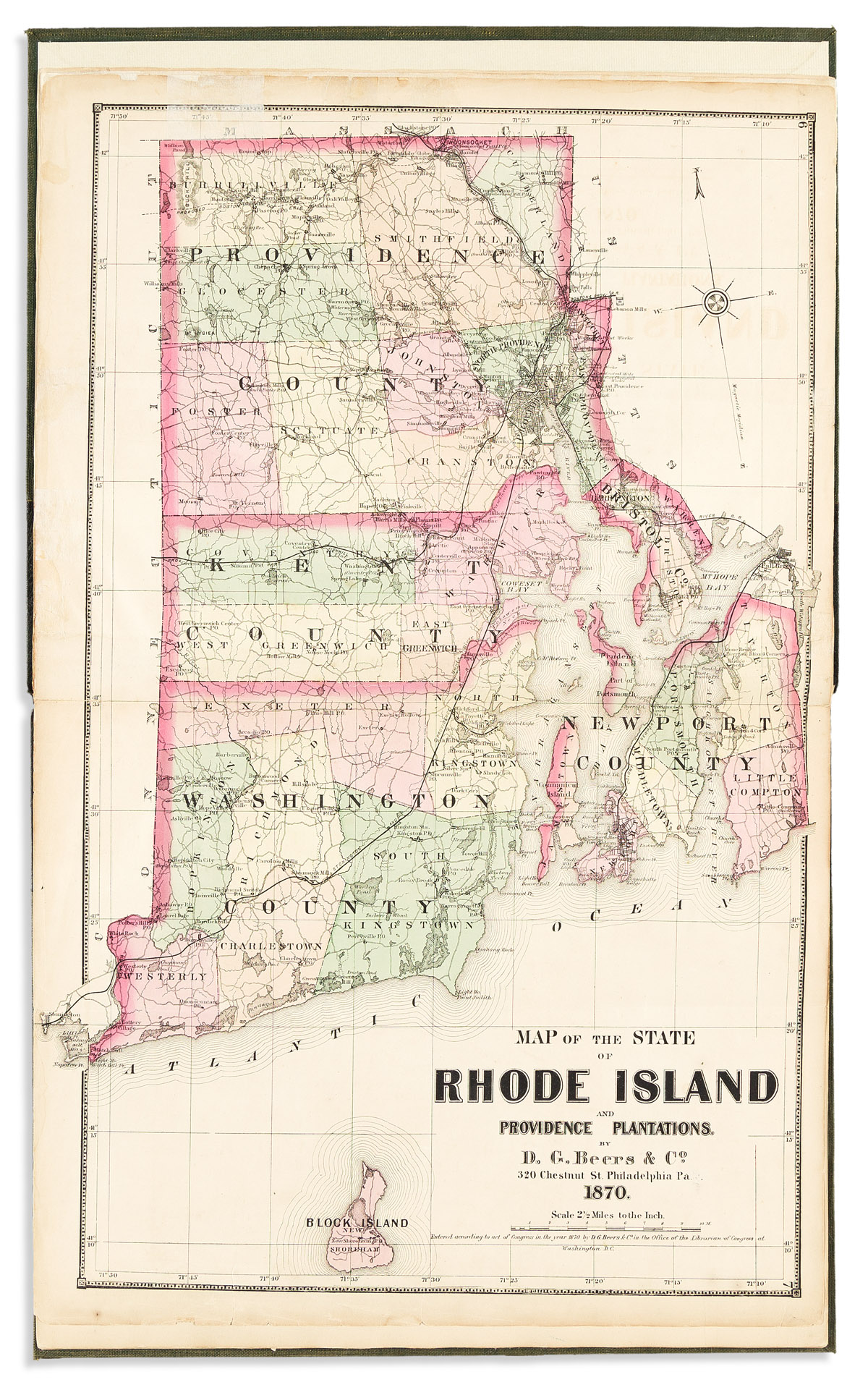 (RHODE ISLAND.) D.G. Beers & Co. Atlas of the State of Rhode Island and Providence Plantations.